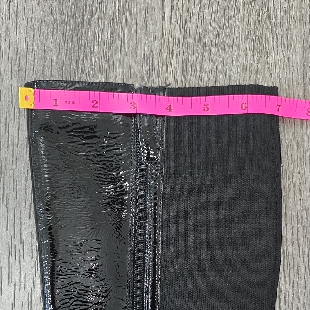 Andre Assous Viva Patent Knee High Boots Black Crinkle Patent Stretch Back - Picture 13 of 13